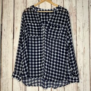 3/$25 Gap polka dot sheer long sleeve top XL